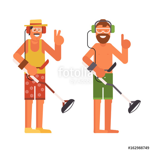 500x500 Treasure Hunter Vector Illustration Smiling Beard Summer Man
