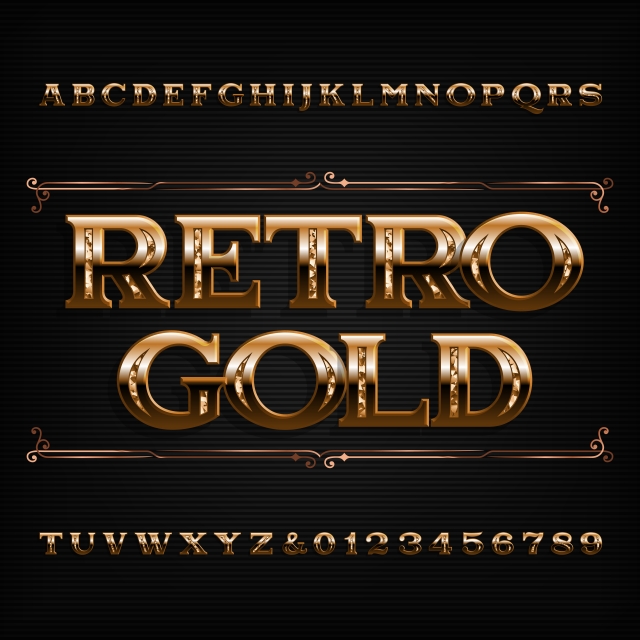 Retro Gold Font Vector Art Font For Free Download 640x640 Retro Gold Font Vector Art Font For Free Download