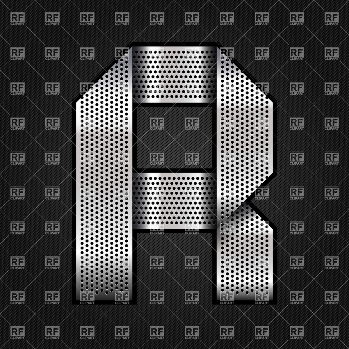 1200x1200 Alphabet Made Of Folded Metal Perforated Tape, Letter R Vector