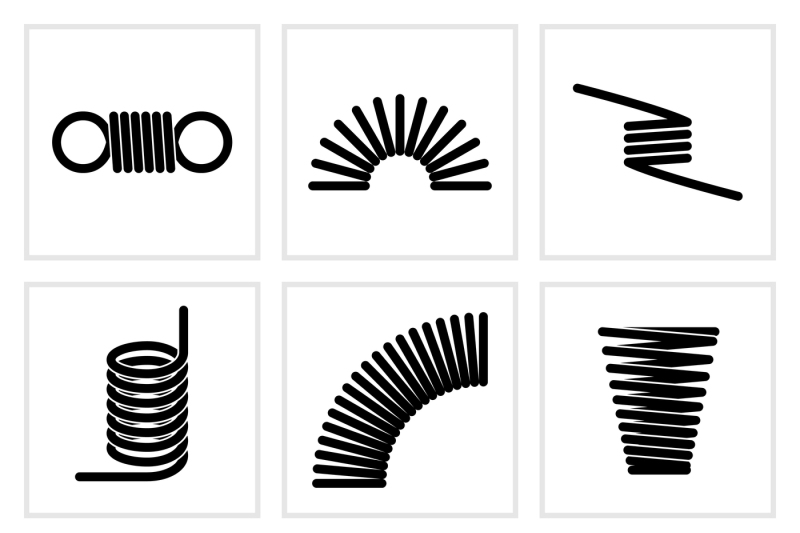 800x533 Metal Spiral Flexible Wire Elastic Spring Vector Icons