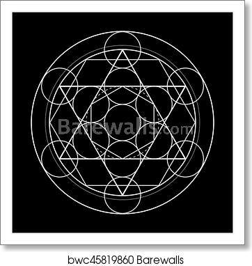 362x382 Sacred Geometry Symbol Metatrons Cube On Black Background Vector