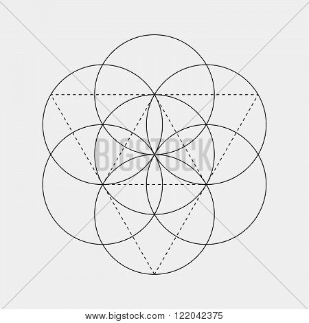 450x470 Flower Of Life Sign Vector Isolated Geometric Symbol With Circles