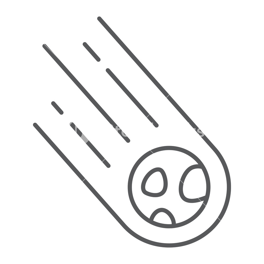 1000x1000 Asteroid Thin Line Icon, Space And Meteor, Meteorite Sign, Vector