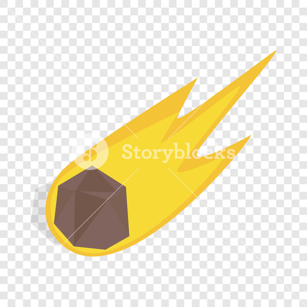 1000x1000 Falling Meteor With Long Tail Isometric Icon On A Transparent