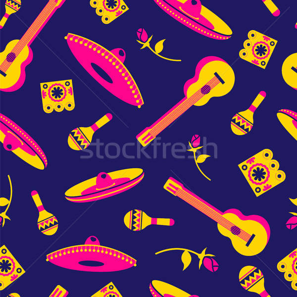 600x600 Mexican Culture Icon Seamless Pattern Background Vector