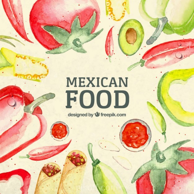 626x626 Watercolor Mexican Food Background Vector Free Download