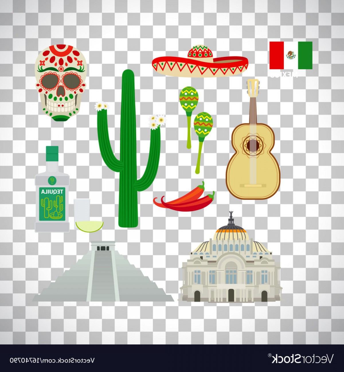 1200x1296 Mexico Icons Set On Transparent Background Vector Hoodamathrun