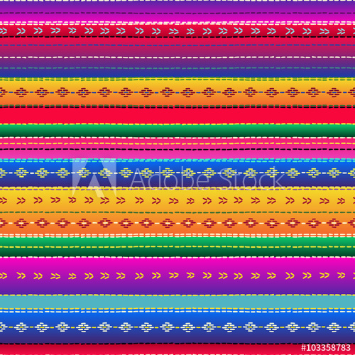 500x500 Seamless Ethnic Mexican Fabric Pattern With Colorful Stripes