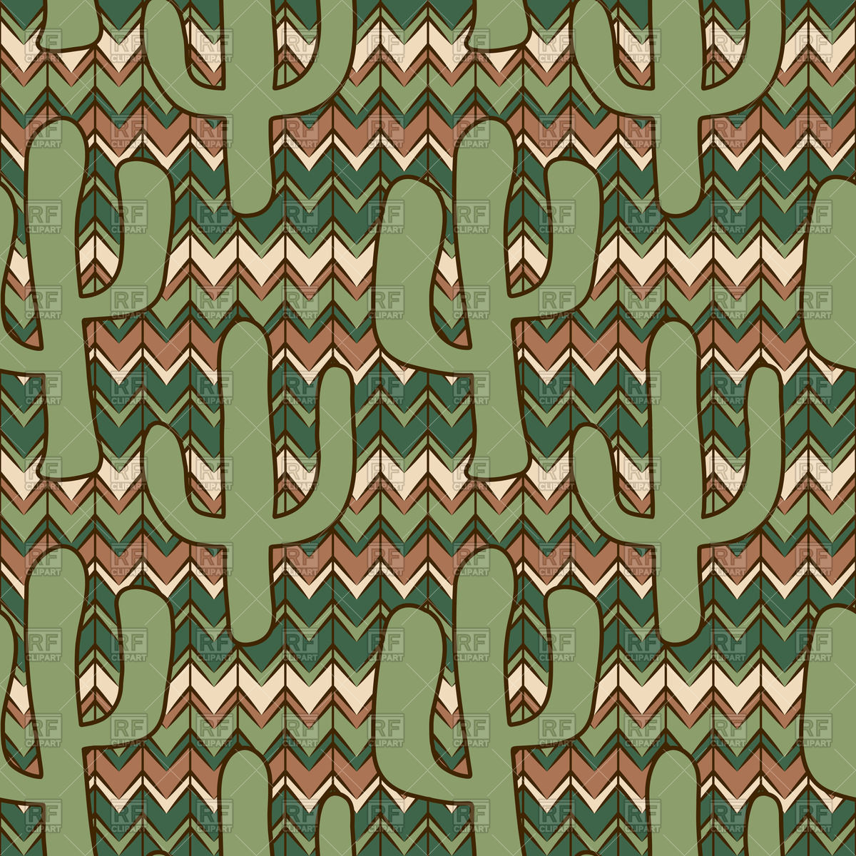 1200x1200 Seamless Mexican Background With Cactuses Vector Image