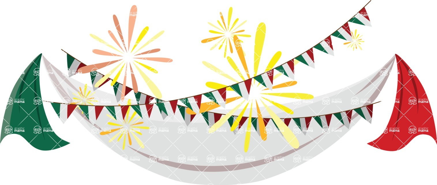 1515x640 Mexican Banner Flags And Fireworks Graphicmama Graphicmama