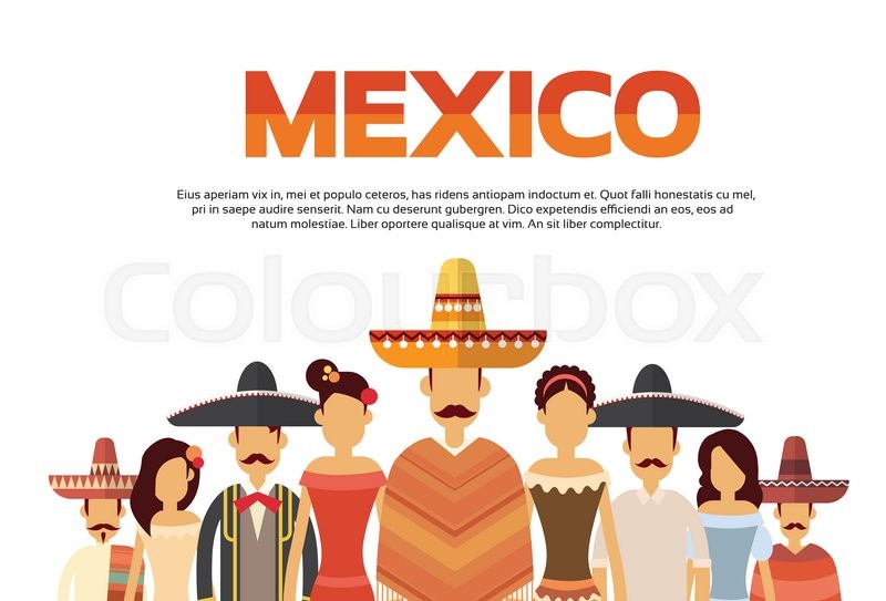 800x543 Mexican People Group Wear Traditional Stock Vector Colourbox