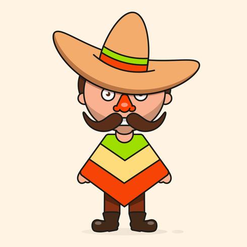 490x490 Mexican Cartoon Man, Ready For Your Design, Greeting Card, Banner