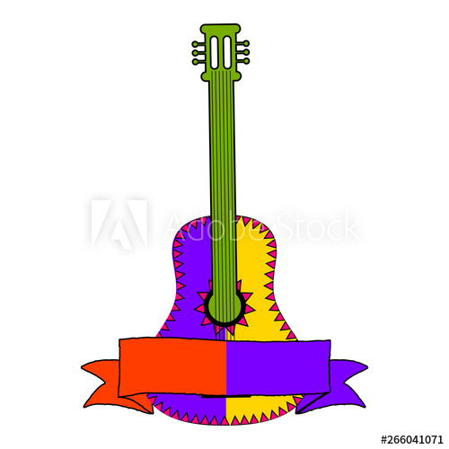 500x500 Mexican Guitar With A Empty Banner