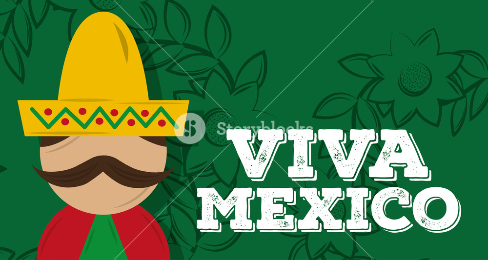 1000x533 Viva Mexico Man Mexican With Mustache Hat Banner Vector