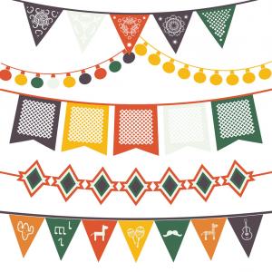 300x300 Hanging Traditional Mexican Banners Flags Vector Newwaysys