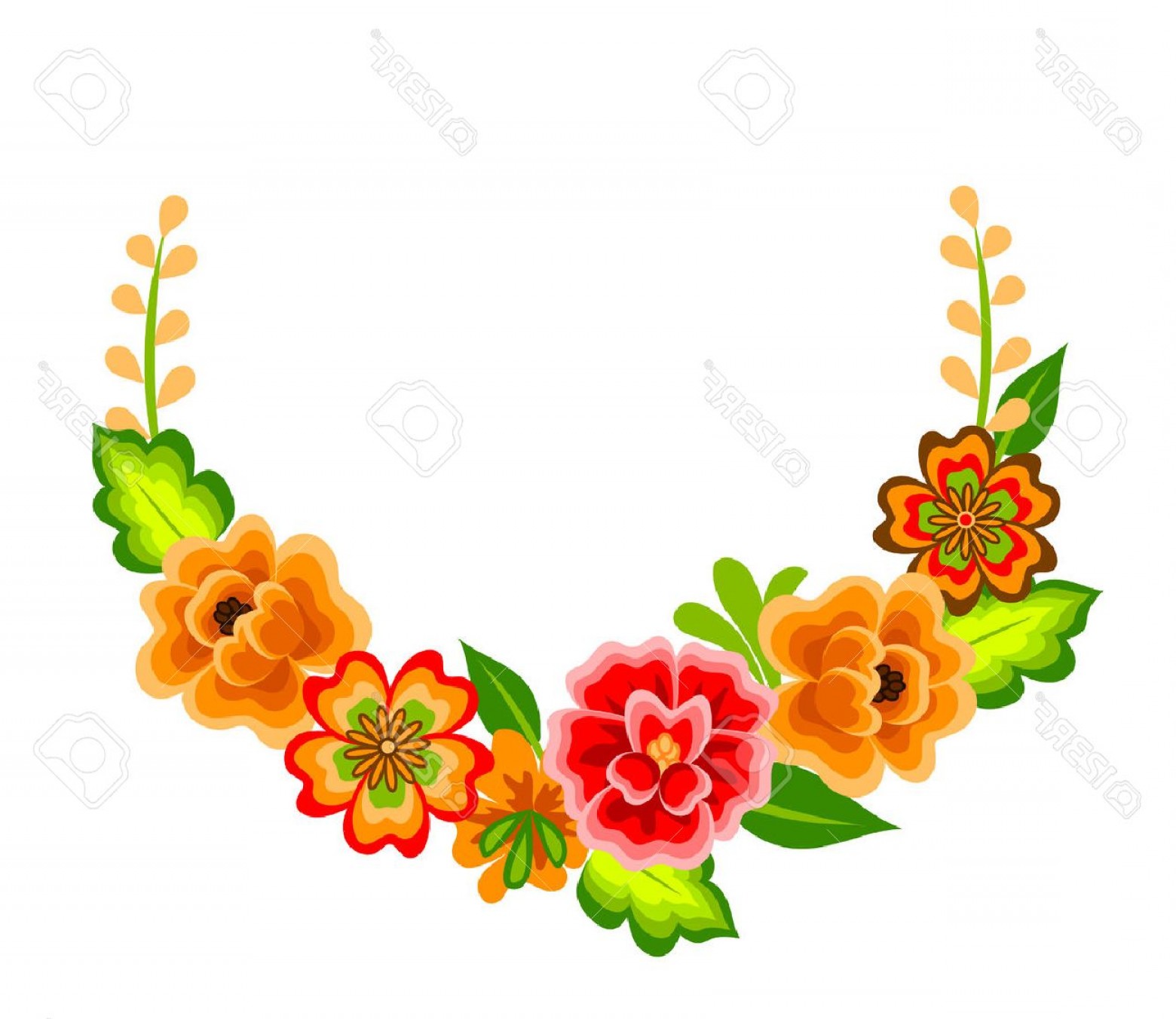 1560x1352 Mexican Flowers Border Vector Handandbeak