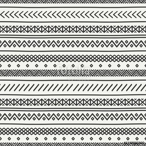 500x500 Vector Tribal Hand Drawn Line Geometric Mexican Ethnic Seamless