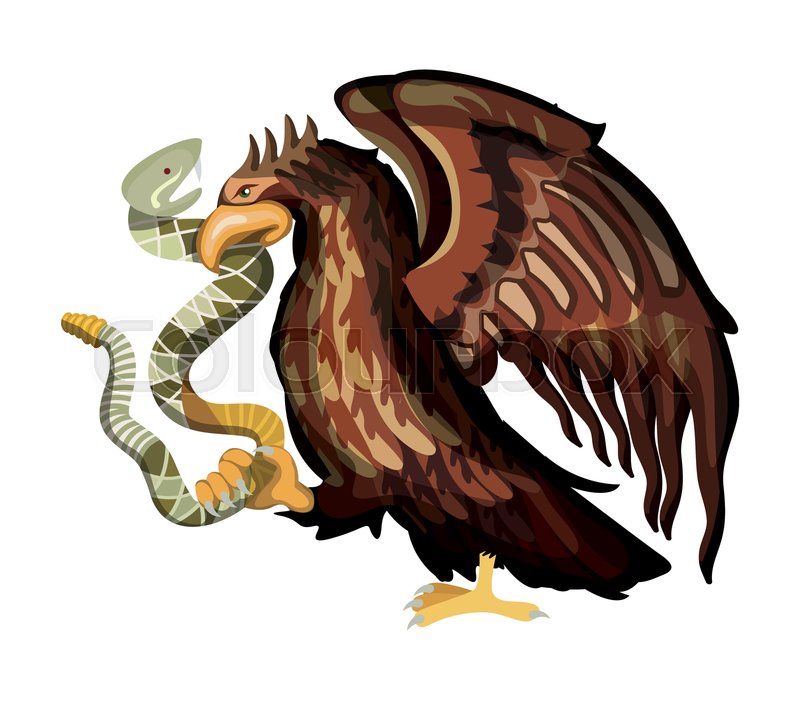 800x709 Eagle Devouring Snake Mexican Emblem Stock Vector Colourbox