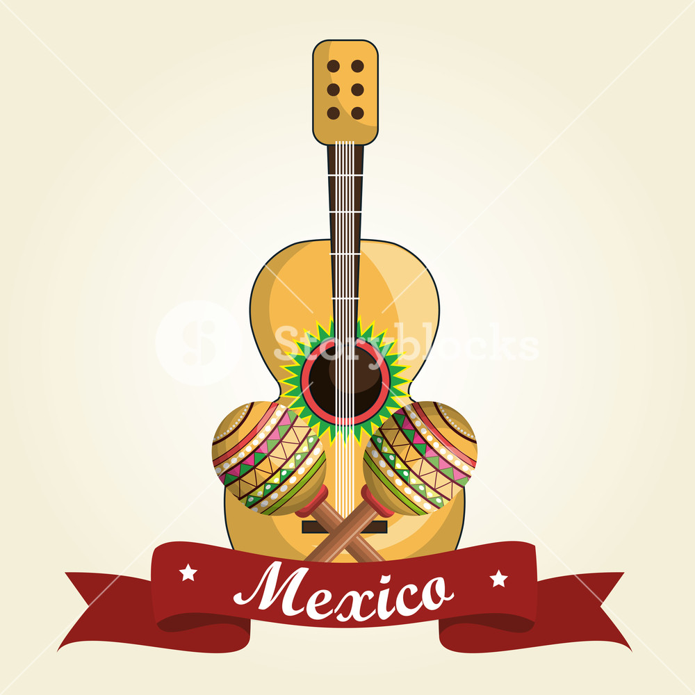 Guitar And Maracas Mexican Fiesta Vector Illustration Design 1000x1000 Guitar And Maracas Mexican Fiesta Vector Illustration Design