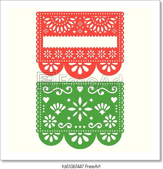 561x581 Free Art Print Of Mexican Papel Picado Vector Template Design Set