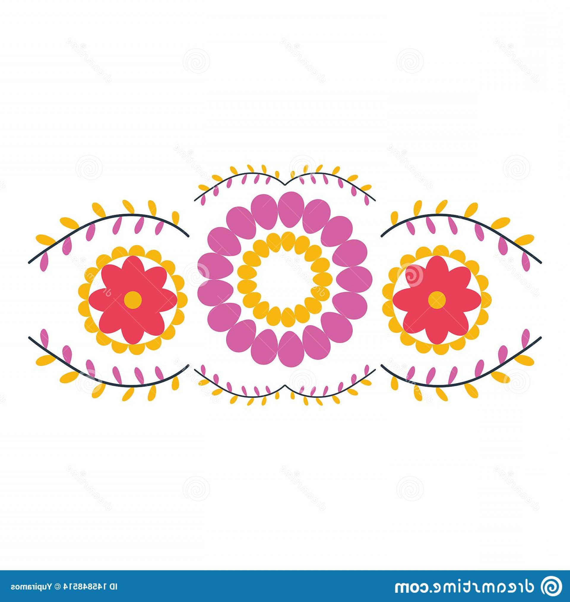 1920x2026 Mexican Flowers Leafs Decoration Vector Illustration Design Image