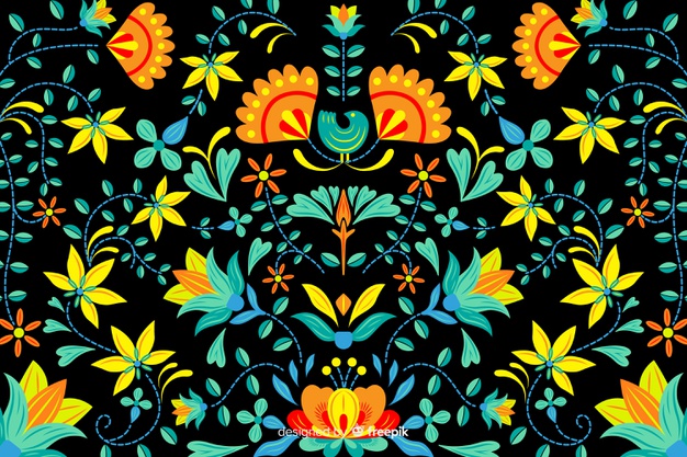 626x417 Mexican Floral Embroidery Background Vector Free Download