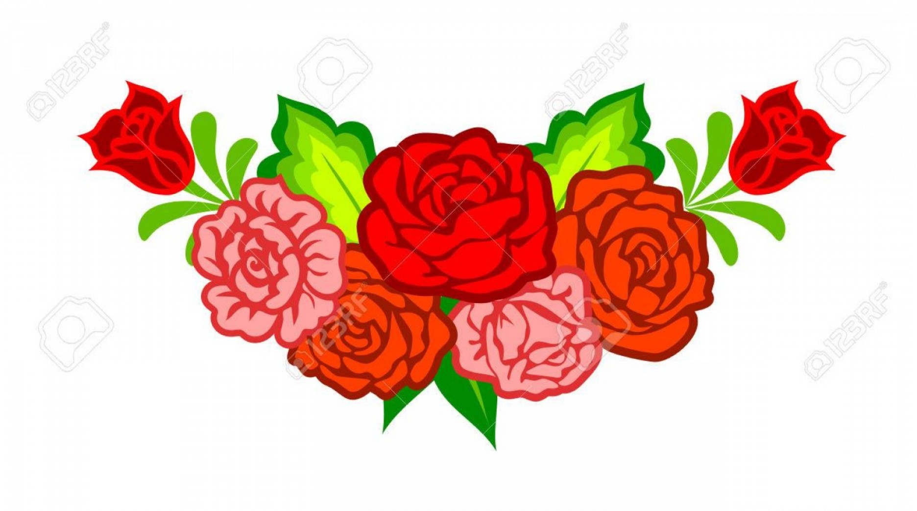 1872x1044 Photostock Vector Mexican Flowers Floral Decoration With Roses