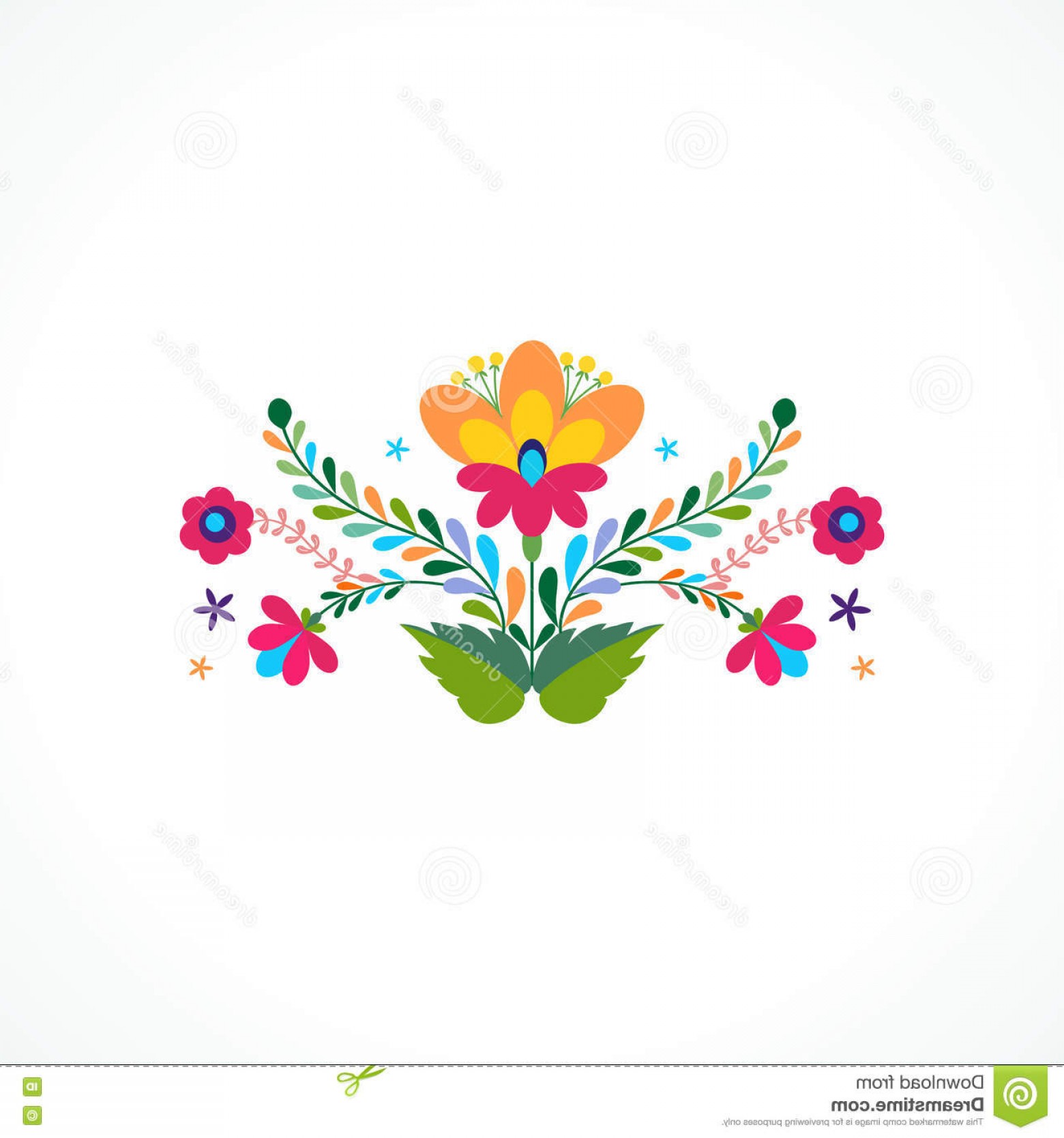 1560x1668 Stock Illustration Mexico Flowers Ornament Vector Illustration