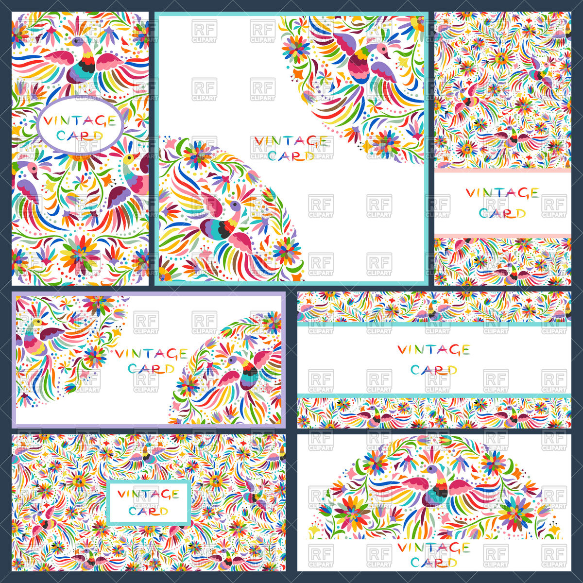 1200x1200 Artistic Creative Business Cards With Floral Mexican Ornaments
