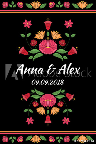 334x500 Autumn Wedding Save The Date Card Template Vector Hungarian Folk