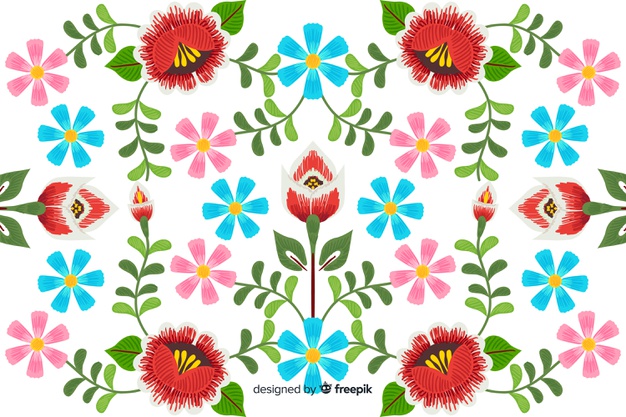 626x417 Embroidery Mexican Floral Background Vector Free Download