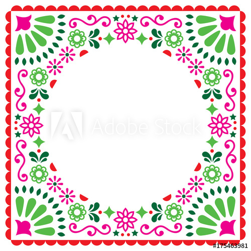 500x500 Folk Vector Greeting Card, Mexican Style Wedding Or Party