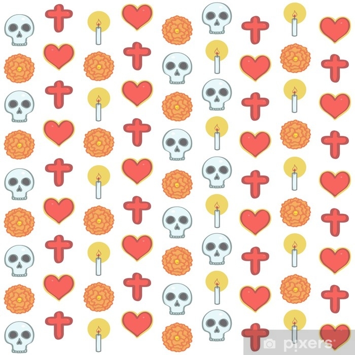700x700 Colorful Pattern In Mexican Day Of The Dead Style With Religious