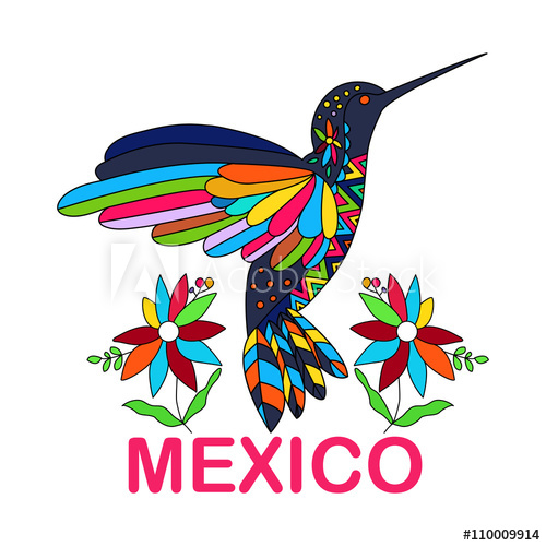 500x500 Isolated Vector Image Of Mexican Bird Hummingbirds Traditional