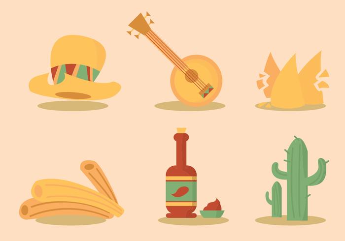 700x490 Mexican Food Vector Set Stock Images