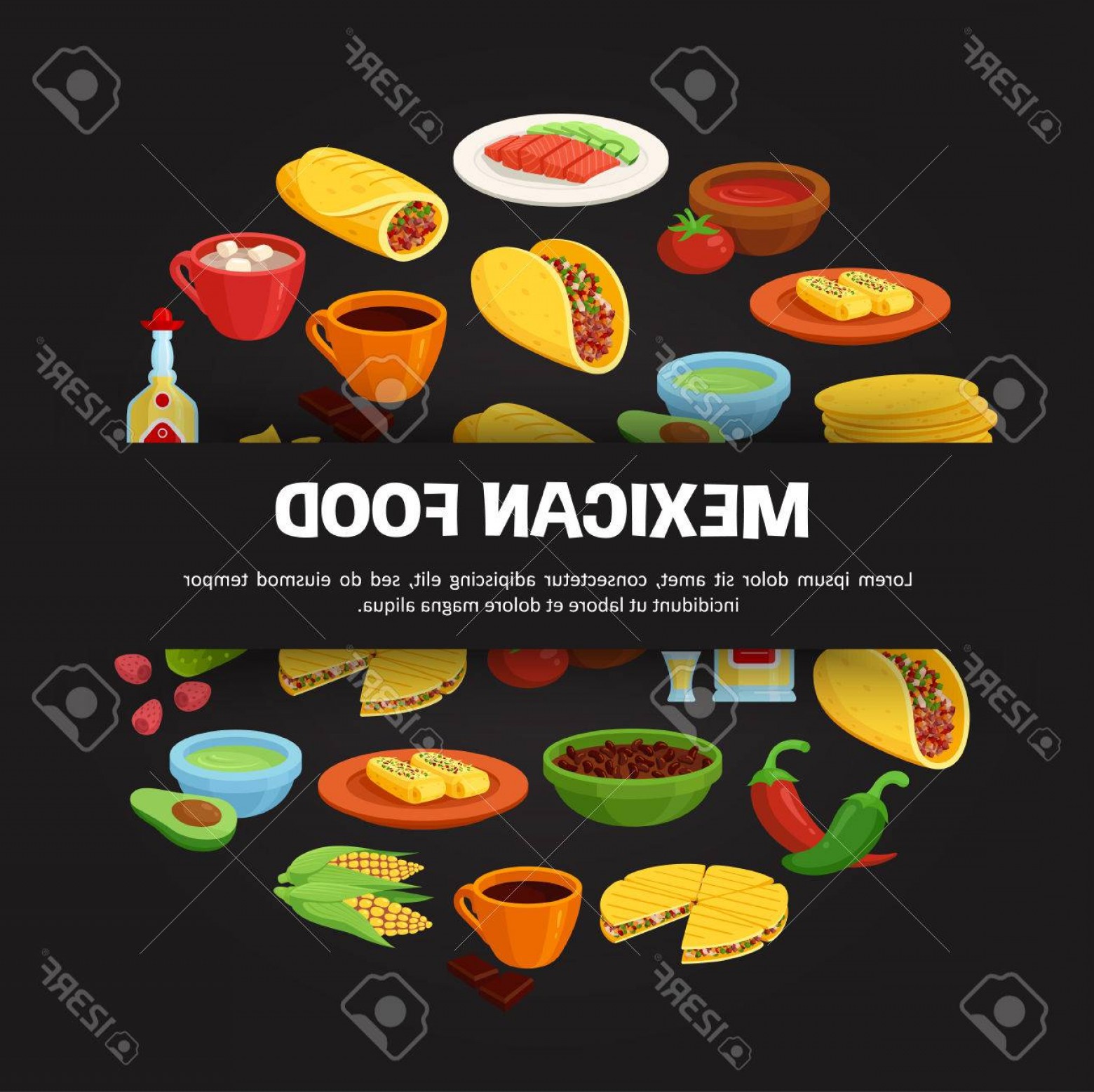 1560x1557 Photostock Vector Mexican Food Large Menu Of Delicious Traditional