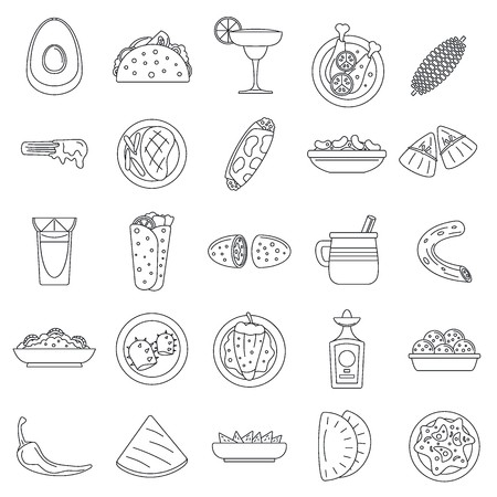 450x450 Healthy Mexican Food Icon Set Outline Set Of Healthy Mexican Food