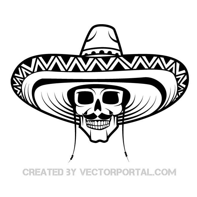 660x660 Skull With Sombrero Vector