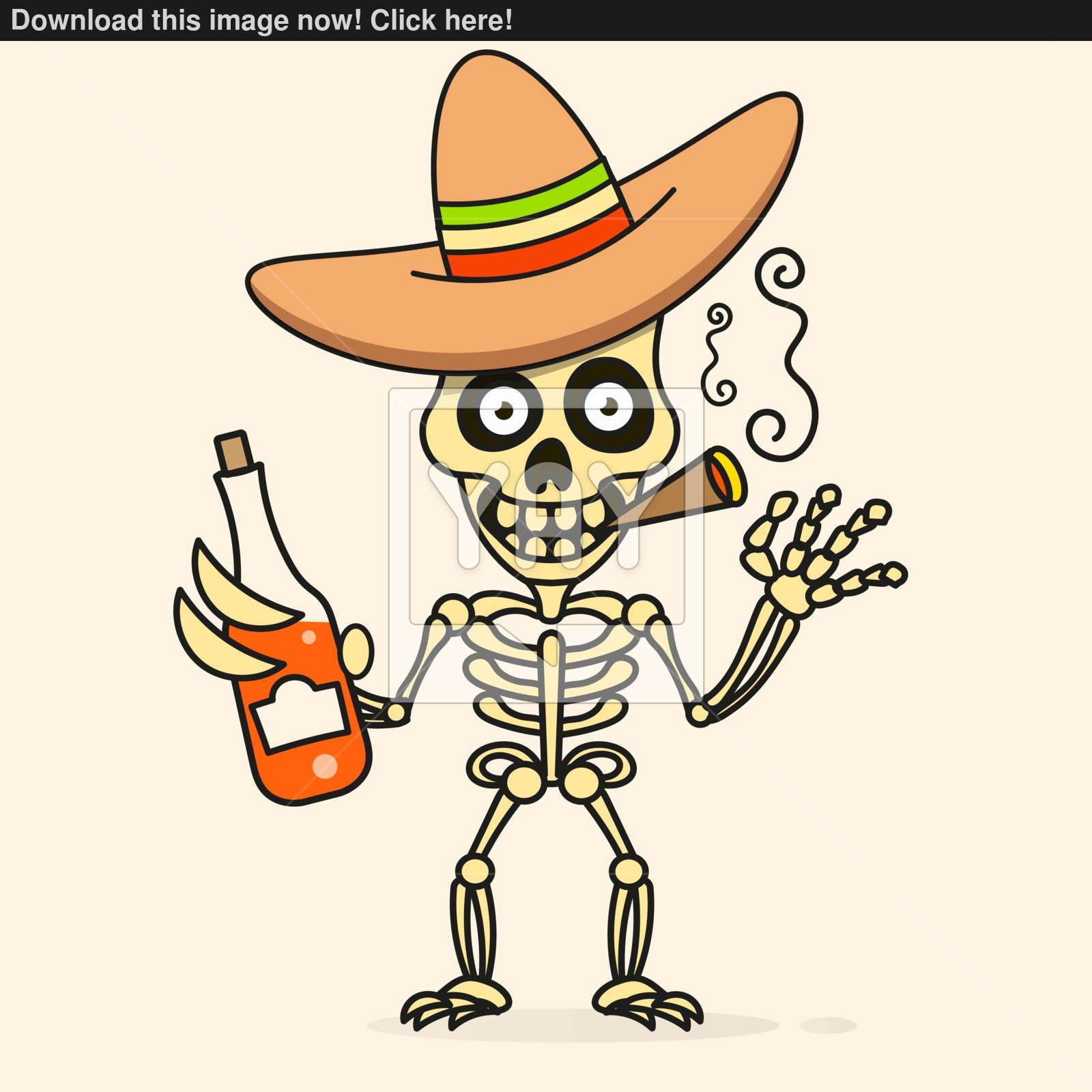 1600x1600 Skull In The Mexican Sombrero Hat Vector Vector