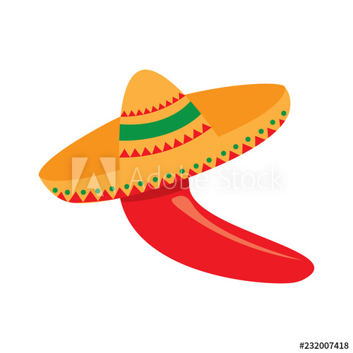 500x500 Isolated Red Pepper With A Mexican Hat Vector Illustration Design