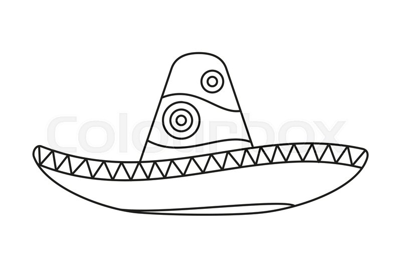 800x534 Line Art Black And White Mexican Hat Stock Vector Colourbox