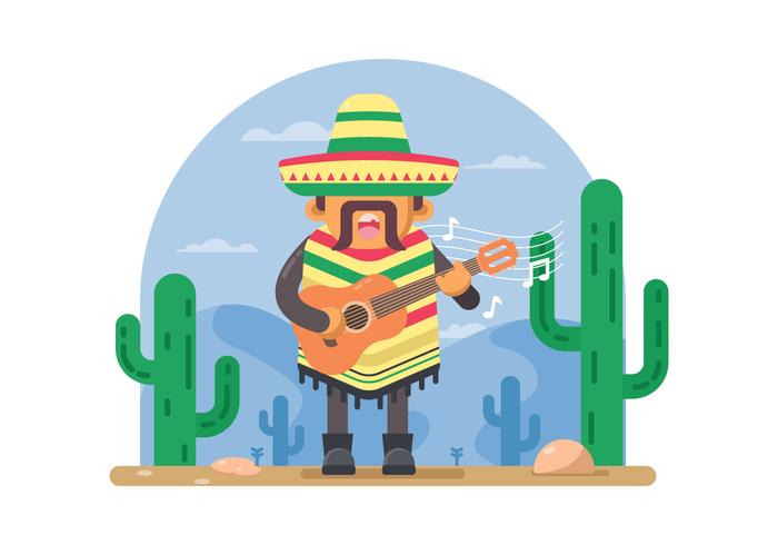 Free Mexican Man Playing Guitar Illustration 700x490 Free Mexican Man Playing Guitar Illustration