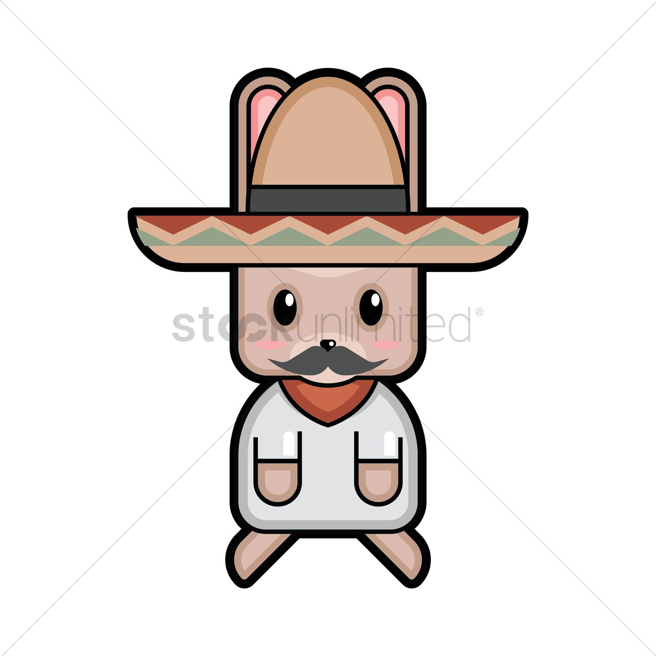 Rabbit Mexican Man Vector Image 1300x1300 Rabbit Mexican Man Vector Image
