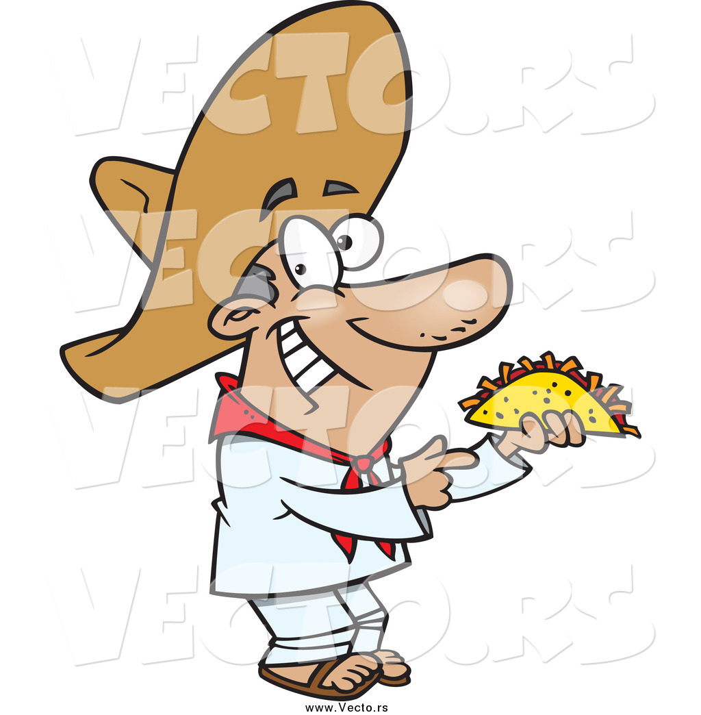 Vector Of A Happy Mexican Man Holding A Taco 1024x1044 Vector Of A Happy Mexican Man Holding A Taco