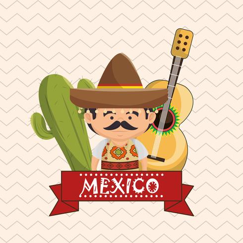Mexican Man Character With Culture Icons Vector 490x490 Mexican Man Character With Culture Icons Vector