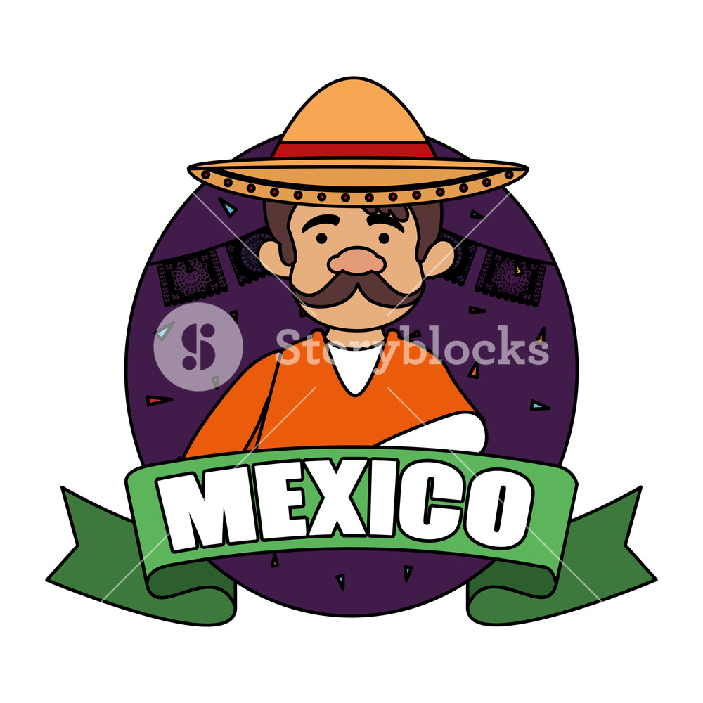 Traditional Mexican Man With Hat Vector Illustration Design 1000x1000 Traditional Mexican Man With Hat Vector Illustration Design