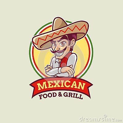 Cartoon Mexican Man With Sombrero, Food Logo Template 400x400 Cartoon Mexican Man With Sombrero, Food Logo Template