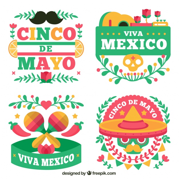 Various Mexican Party Stickers In Flat Design Vector Free Download 626x626 Various Mexican Party Stickers In Flat Design Vector Free Download