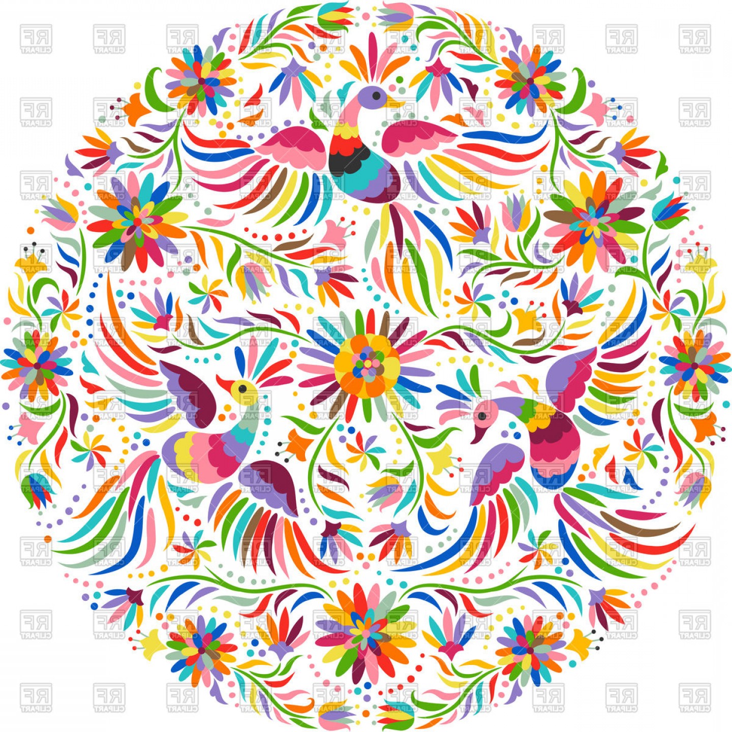 1440x1440 Mexican Embroidery Round Pattern Vector Clipart Soidergi