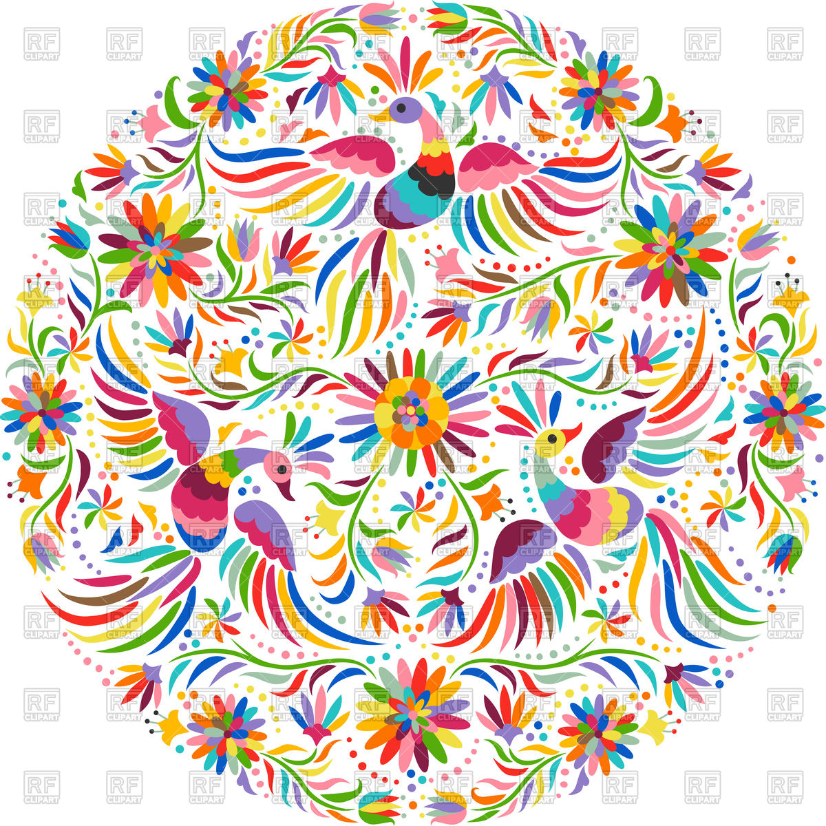 1200x1200 Mexican Embroidery Round Pattern Vector Image Of Backgrounds